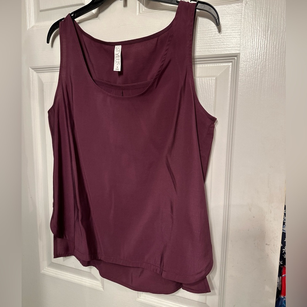 Stylus Women's Tank Top Size S Purple Sleeveless Casual Boho Top Loose Fit